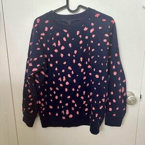 J. Crew Navy and Pink Patterned Women's Sweatshirt